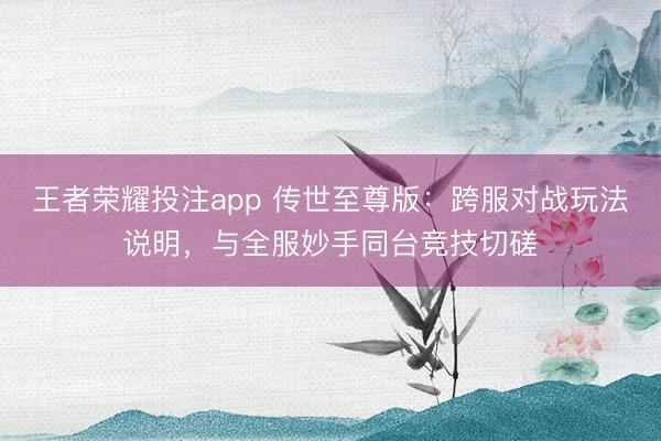 王者荣耀投注app 传世至尊版：跨服对战玩法说明，与全服妙手同台竞技切磋