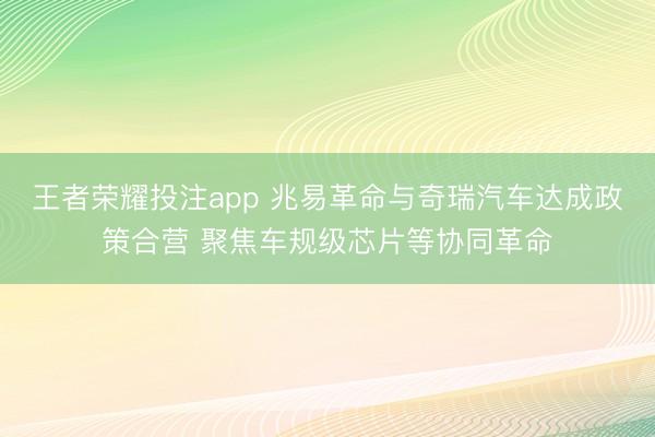 王者荣耀投注app 兆易革命与奇瑞汽车达成政策合营 聚焦车规级芯片等协同革命