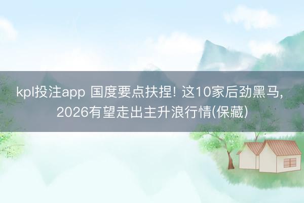 kpl投注app 国度要点扶捏! 这10家后劲黑马， 2026有望走出主升浪行情(保藏)
