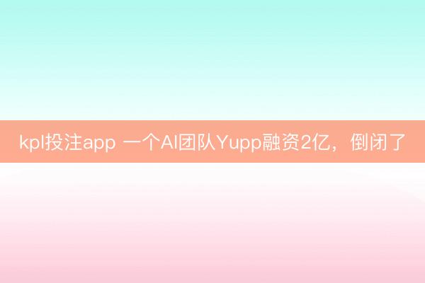 kpl投注app 一个AI团队Yupp融资2亿，倒闭了