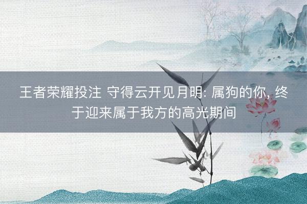 王者荣耀投注 守得云开见月明: 属狗的你， 终于迎来属于我方的高光期间