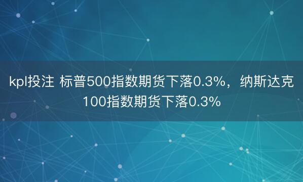 kpl投注 标普500指数期货下落0.3%，纳斯达克100指数期货下落0.3%