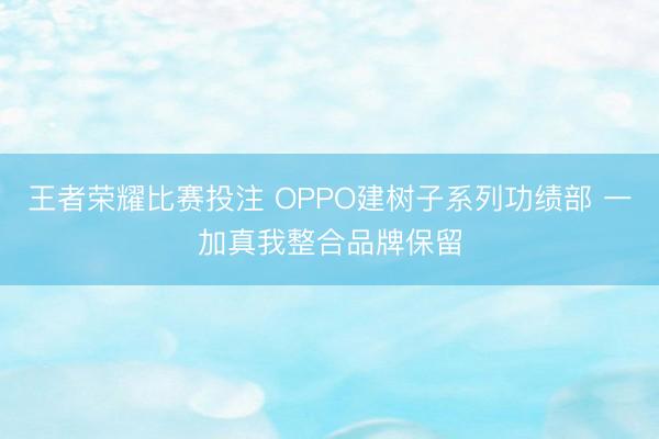 王者荣耀比赛投注 OPPO建树子系列功绩部 一加真我整合品牌保留