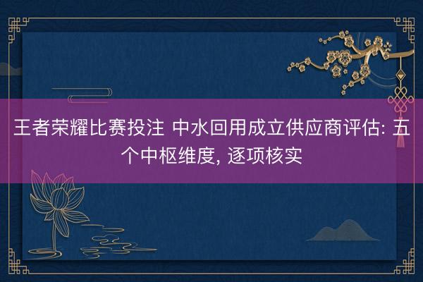 王者荣耀比赛投注 中水回用成立供应商评估: 五个中枢维度， 逐项核实